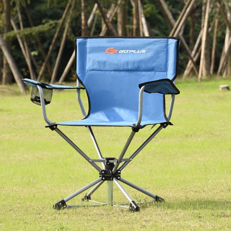 Costway Collapsible Portable Swivel Camping Chair 360degreesFree Rotation for Picnic Fishing, 2 of 11