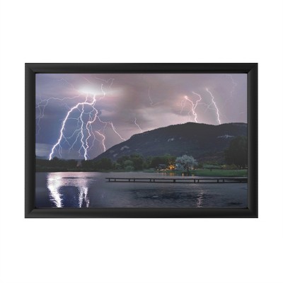 Trademark Fine Art - Mike Jones Photo  'Lightning Campground' - Backlit LED Lightbox with Metal Frame - Ready to Hang with Anti-Glare Acrylic Cover