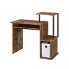 INFURNIC Desks Rectangular Computer Desk with Keyboard Tray Storage Compartment and Shelf for Home Office, Brown, 16"*37"*34" - 3 of 4