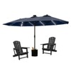 Syemin Patio Seating 3 Piece Set with Adirondack Lounge Chair Black Frog Chair 2 Piece Plus Double Ended Parasol - 3 of 4
