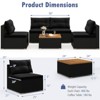Costway 5 Piece Outdoor Furniture Set with Seat & Back Cushions Acacia Wood Tabletop Blue/Black - 3 of 4