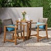 GDFStudio Lepage Outdoor Acacia Wood and Wicker 3 Piece Bistro Set, Teak/Mixed Mocha - 2 of 4