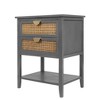KTMBDW End table with 2 Drawers and Storage Shelf, Rattan Side table with Metal Handles, Nightstand for Bedroom, Hallway, Entryway, Closets - 4 of 4