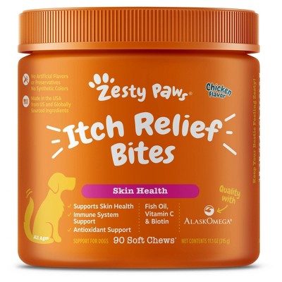 Zesty Paws Itch Relief Bites Chicken Flavor Dog Vitamin and Supplements - 90ct