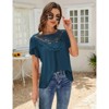Summer Blouse For Women Lace Petal Sleeve Tops Short Sleeve Pleated Shirt Loose A Line Tshirts - 2 of 4