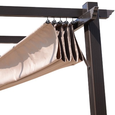Brown Aluminum Patio Pergola with Retractable Canopy