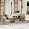 vidaXL 7 Piece Patio Sofa Set with Cushions - Beige and Cream - 2 of 4