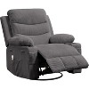 360 Swivel Rocker Chair Small Rocking Recliner, Upholstered Fabric Glider Nursery Chair with Side Pockets with Cup Holder, Massage and Heat Recliner - 2 of 4