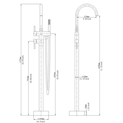 Matte Black Brass Freestanding Tub Faucet with Hand Shower