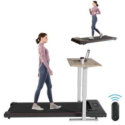 HFYee Walking Pad 300 LB Capacity with LED Display and 2.25 HP Silent Motor, 2-in-1 Design Portable Under Desk Treadmill for Home, 0.5 to 4 MPH, Black