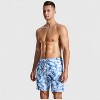 Anna-Kaci Men's Marble Tie-Dye Print Swim Shorts with Elastic Waistband and Adjustable Drawstring - 3 of 4