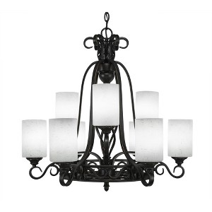 Toltec Lighting Elegante 9 - Light Chandelier in  Dark Granite with 4" White Muslin Shade - 1 of 1