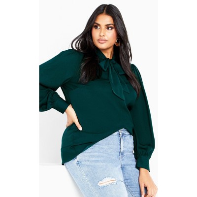 City Chic | Women's Plus Size In Awe Top - Emerald - 18w : Target
