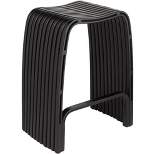 Studio 55D Bamboo Bar Stool Rick Black 24" High Modern with Footrest for Kitchen Counter Island Home Shed Desk Office