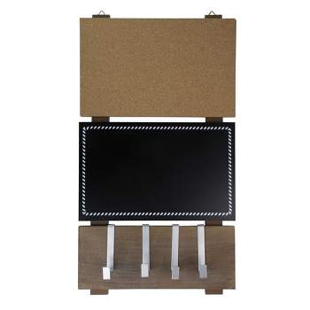 Northlight 24" Black Hanging Combination Chalkboard, Corkboard, and Hooks