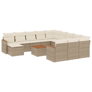 vidaXL Garden Sofa Set Beige PE rattan Large Modular Garden Sofa Set - 1 of 4