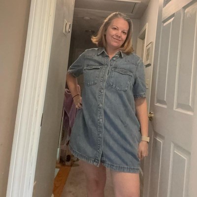 Women's Short Sleeve Mini Denim Shirt Dress - Universal Thread  Medium  Wash : Target