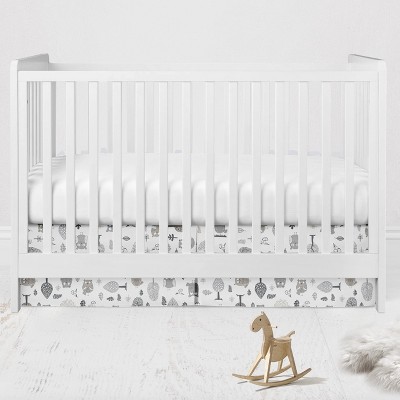 Bacati - Owls Gray/Beige Neutral Cotton Crib/Toddler Crib Skirt