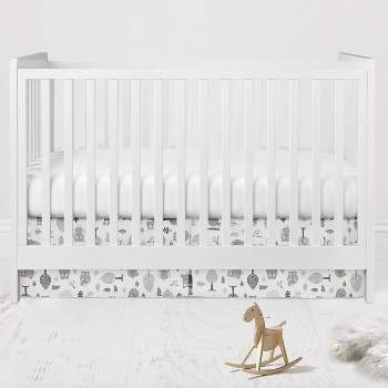 Bacati - Owls Gray/Beige Neutral Cotton Crib/Toddler Crib Skirt