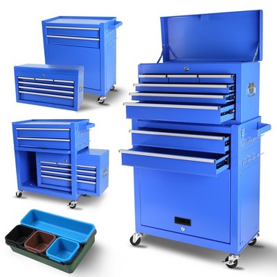 Rolling Tool Chest with Wheels 8 Drawers, Assembled Tool Cabinet Combo with Drawers, Detachable Organizer Tool Chests, Mobile Lockable Tool Box