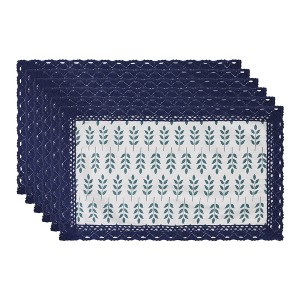 REGALWOVEN Rustic Placemats Set of 6 Placemats for Dining Table Decor Washable Kitchen Table Mat with Lace Trim - 1 of 4