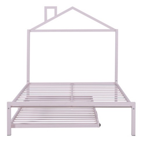 Full-Size Metal Bed with Twin Trundle & House-Shaped Headboard - image 1 of 4