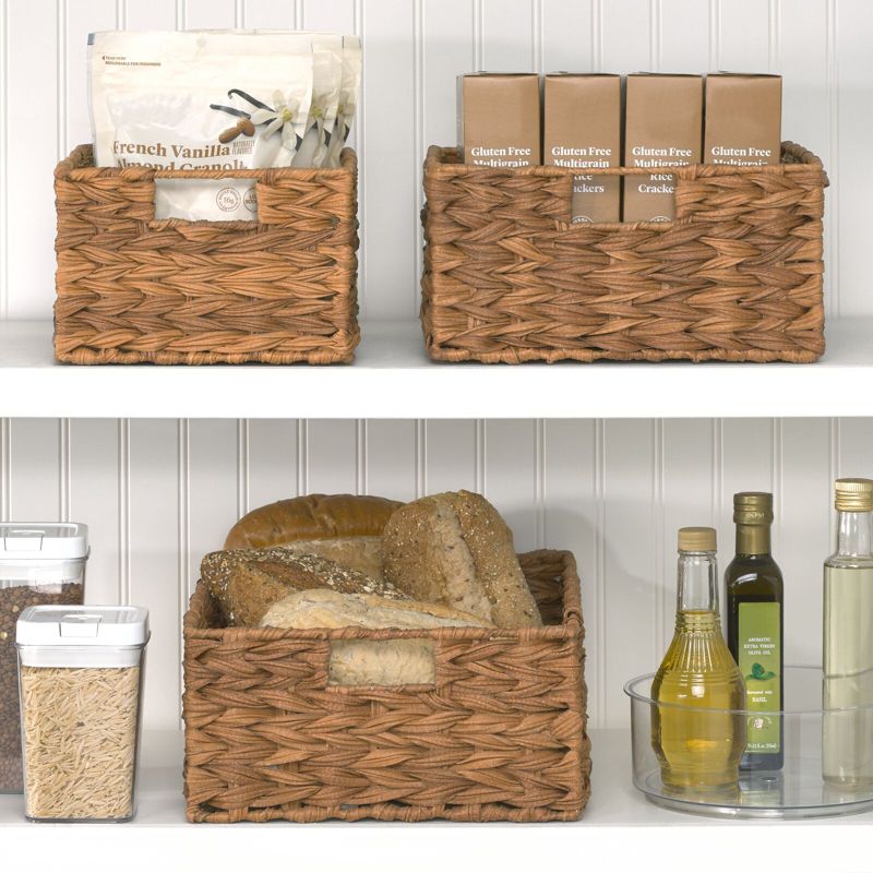 mDesign Woven Farmhouse Pantry Food Storage Bin Basket Box, 3 of 9