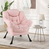 Costway Large Lazy Chair with Cozy Head Pillow Stylish Tufted Back & Seat Armrests Beige/Gray/Pink - 2 of 4