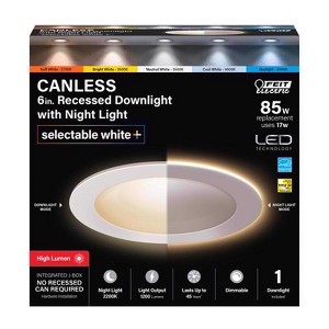 Feit Electric Canless Recessed LED Downlight 85 W, White Aluminum - 1 of 4