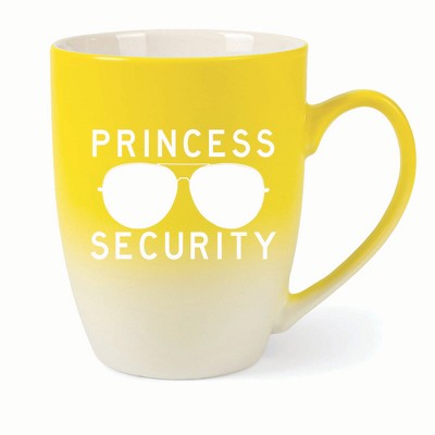 Elanze Designs Princess Security Two Toned Ombre Matte 10 ounce New Bone China Coffee Tea Cup Mug, Yellow and White