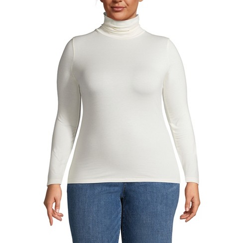 Lands End Women s Plus Size Lightweight Fitted Long Sleeve Turtleneck 1x Ivory Target