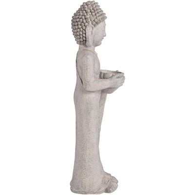 Gray Faux Stone Standing Buddha Zen Garden Statue