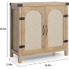 Jojoka Rattan Sideboard Buffet Cabinets with Storage, Farmhouse Kitchen Accent Storage Cabinet,Brown - 2 of 4