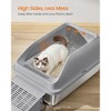 Stainless Steel Cat Litter Box, High-Sided Open Top Litter Tray with Step & Scoop, for Cats up to 33 lb - 3 of 4