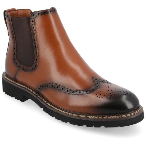 Spektakulær skrivestil skæg Vance Co. Hogan Tru Comfort Foam Wingtip Slip-on Chelsea Boot, Cognac 9 :  Target