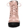 BLISSFUL STEP Women's Round Toe Chunky Heel Lug Sole Lace Up Zipper Combat Boots - 3 of 4
