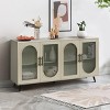 60'' Arched Glass Door Storage Cabinet with Adjustable Shelves,Accent Sideboard for Entryway or Living Room-Baofuwish - 3 of 4