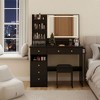 FONTOI 29.2"W/37"W/41"W Makeup Vanity Table Desk with Mirror Left Bedside Cabinet Stool Dresser Set for Woman Bedroom Dressing Room, Black/White - 2 of 4
