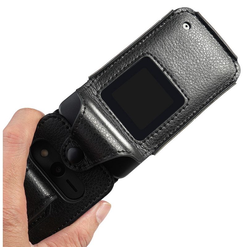 Nakedcellphone Case for Verizon eTalk Flip Phone - Vegan Leather with Belt Clip - Black, 3 of 9