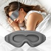 3D Deep Contoured Zero Pressure Sleep Eye Mask for Men and Women, Blackout Blindfold with Adjustable Strap for Travel, Home, Nap , Gray - 2 of 4