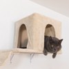 FURNIinspire Pet Tower Furniture with 2 Cat Condos House, 3 Cat Wall Shelves, 2 Ladder, 1 Cat Perch, Cat Scratching Posts Pad, Beige, 12"*13.55"*28" - 4 of 4