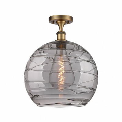 Athens Deco Swirl - 1 Light Semi-Flush Mount In Industrial Style-16.38 Inches Tall and 13.75 Inches Wide
