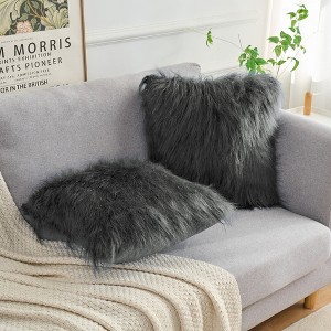 Unique Bargains Plush Decorative Solid Throw Modern Bedroom Pillow Covers 2 Pcs - 1 of 4