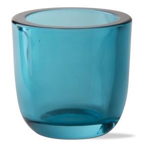 tagltd Classic Tealight Holder Aqua Blue Glass Candle Holder, 3.14L x 3.14W x 3.07H inches - 1 of 2