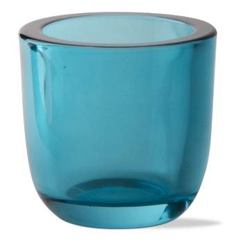 tagltd Classic Tealight Holder Aqua Blue Glass Candle Holder, 3.14L x 3.14W x 3.07H inches