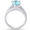 Pompeii3 3 3/4 Ct TW Large Oval Blue Topaz & Diamond Ring 10k White Gold - 3 of 4