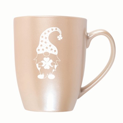Elanze Designs Gnome With Clover Pattern On Hat 10 ounce New Bone China Coffee Tea Cup Mug, Precious Pearl