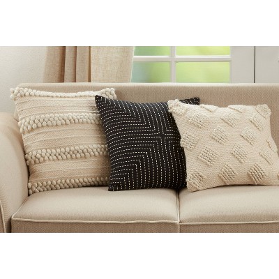 Ivory Diamond Design Cotton-Polyester Euro Throw Pillow Cover