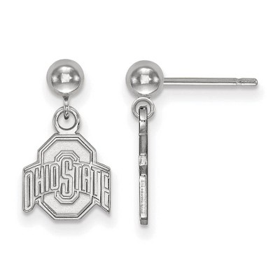 Black Bow Jewelry 14k White Gold Ohio State Buckeyes NCAA Dangle Earrings