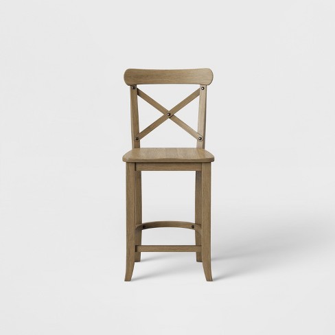 Oak cross back online bar stool